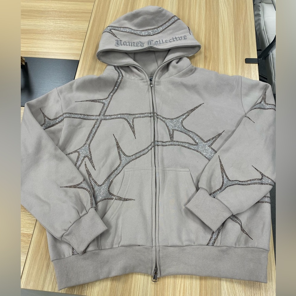 NAMED COLLECTIVE- THORN RHINESTONE DOUBLE ZIP UP